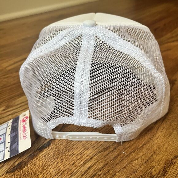 Foam SnapBack Mesh Braid Trucker Hat Cap White “HAPPY HOUR” Colorful NWT Adjust - Picture 4 of 9